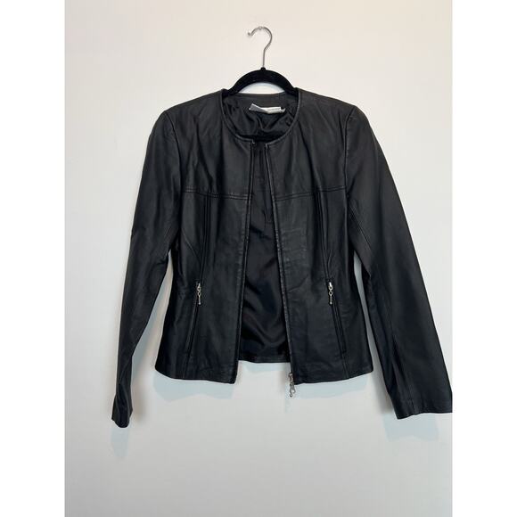 Vintage Newport News womens leather zip up jacket biker moto y2k 90s SM - Picture 1 of 8